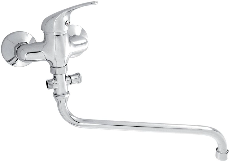 Wall-mounted bath mixer TITANIA IRIS, chrome, 330 mm spout