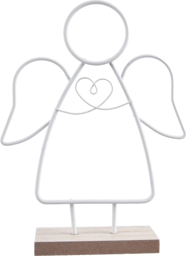 Decorative Angel, metal and wood, white