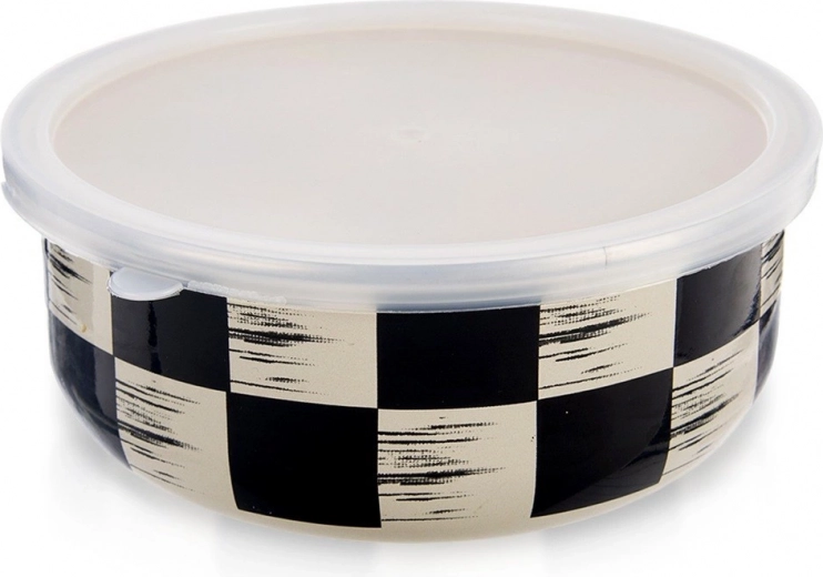 Emaliuotas dubenėlis su dangteliu „Šachmatinė“ 19 cm, 1,5 l