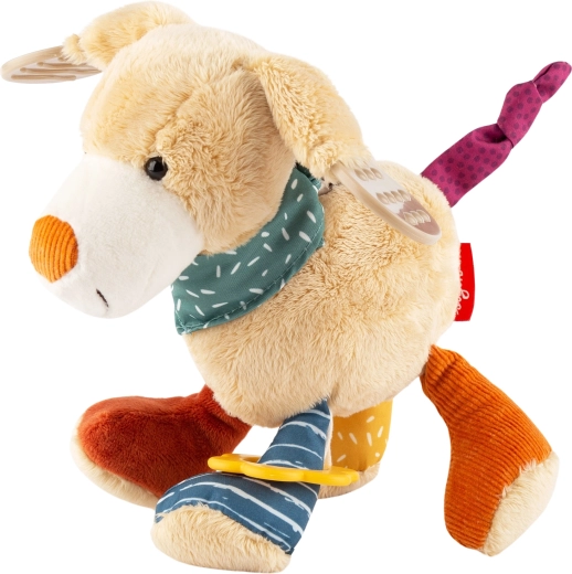 Developmental toy dog with crinkle paper, rattle and teether Sigikid
