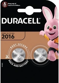 DURACELL ličio sagos tipo baterija CR2016 3V – pakuotė 2 vnt.