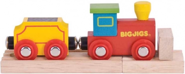 Bigjigs Rail mano pirmasis traukinukas su vagonėliu ir bėgiais