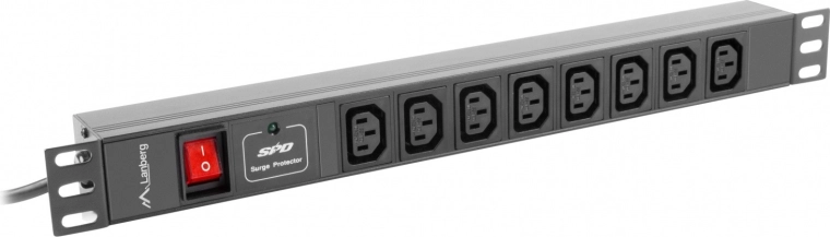 Lanberg rack PDU 19'' 1U, 16 A, 8× IEC C13, IEC C20 input, 2 m cable, black