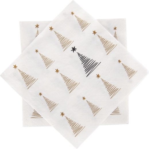 Paper festive napkins with tree motif, 3-ply, 33 × 33 cm, 20 pcs