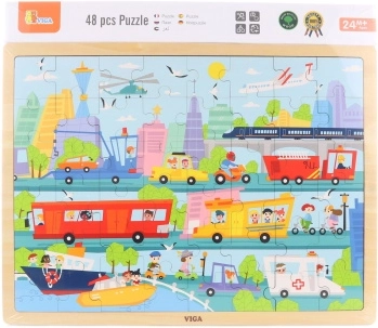 Medinė transporto dėlionė (48 dalių)