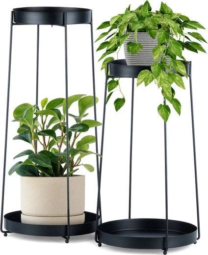 metal black two-tier plant stand, set of 2, 46/58 cm