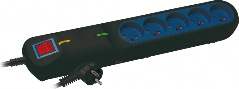 Surge protection power strip LF-2005, 5 sockets, 5 m, black