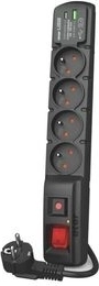 Surge-protected power strip Acar F4 with USB A+C, 5 m, 4× 230 V, PD 3.0 and QC, black