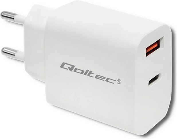 Tinklo įkroviklis 18 W USB-C PD ir QC 3.0 baltas