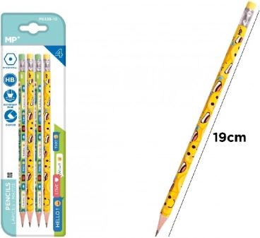 Candy Color HB pieštukai su trintuku, 4 vnt.