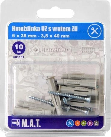 Knotting wall plug with flange 6 mm with screw (set of 10 pcs)
