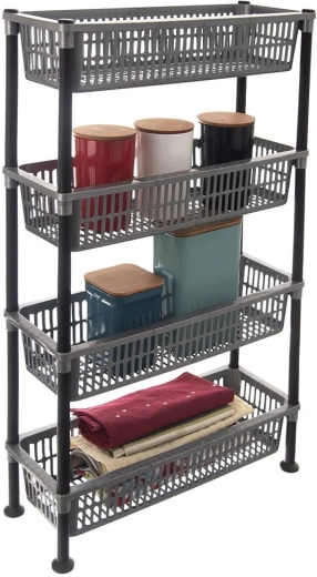 Narrow 4-tier bathroom shelf GREY 50 × 19.5 × 83 cm