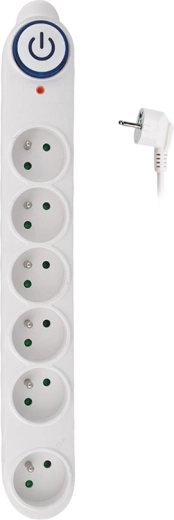 Solight surge protector with 1.5 m extension cable, 6 sockets, 150 J, white