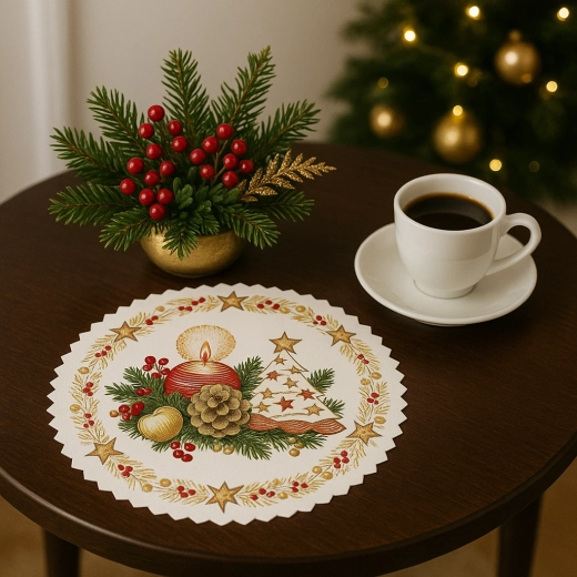 Apvalios kalėdinės popierinės stalo servetėlės 36 cm (6 vnt.)