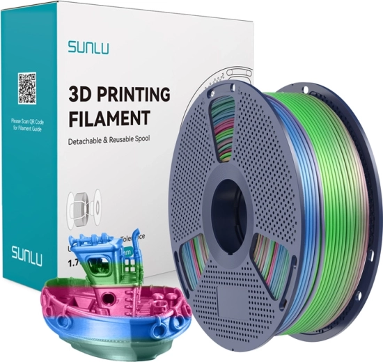 Sunlu PLA+ Silk rainbow filament for 3D printing 1.75 mm 1 kg