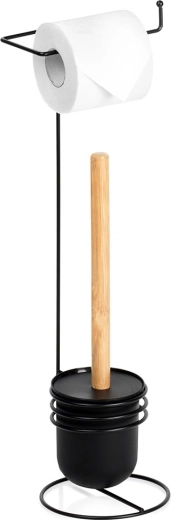 Tualetinio popieriaus stovas su šepetėliu, juodas, 53 cm