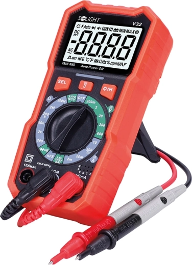 Highly readable display and LED flashlight for working even in the dark