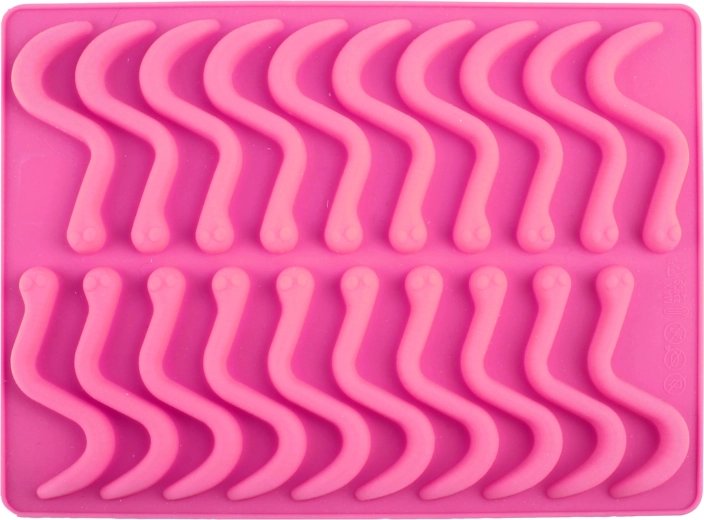 Silicone Worm Mold with Pipette, Pink (20 pcs)