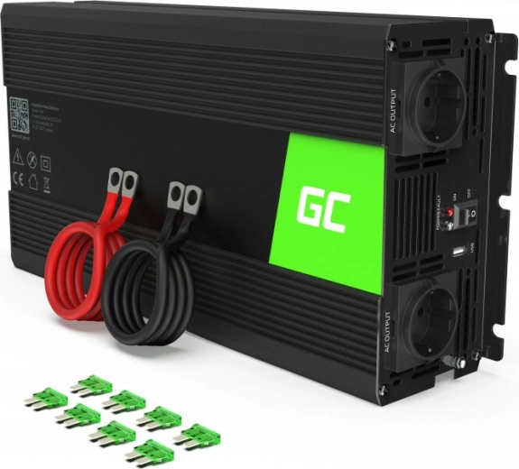 Green Cell įtampos keitiklis 24 V į 230 V, gryna sinusinė banga, 1500 W