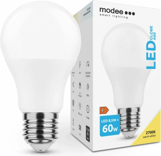 Modee Smart Lighting LED lemputė A60 8,5 W E27, 806 lm, šilta balta