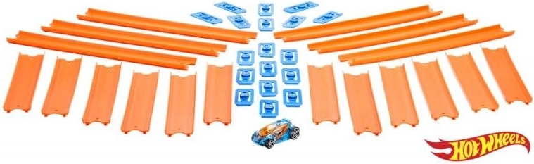 Hot Wheels mega lenktynių trasa su sidabriniu automobilėliu