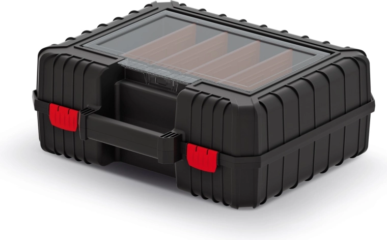 Durable tool case with transparent organizer 15 l