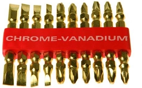 Dvipusių antgalių rinkinys 10 vnt. HOBBY iš chromo vanadžio plieno
