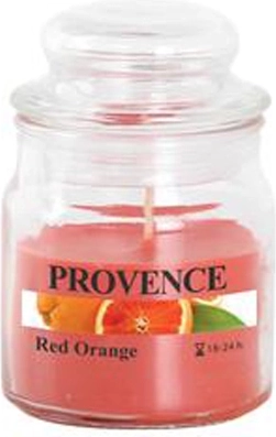 Scented glass candle with lid red orange 70 g
