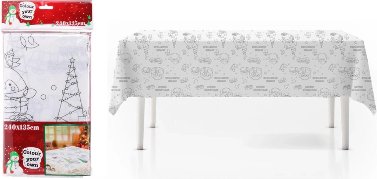 Kalėdinė staltiesė spalvinimui 240 × 135 cm, poliesteris