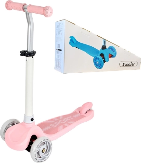 Children's three-wheeled scooter with light-up wheel – pink