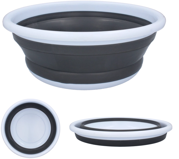 Sulankstomas 9 l dubuo iš plastiko ir silikono, pilkai baltas