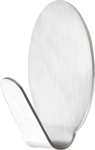 Self-adhesive oval stainless steel hooks, small, 8 pcs