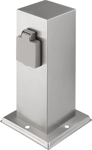 Solight garden electrical power bollard IP44 made of stainless steel with 2 sockets, silver - 1 piece