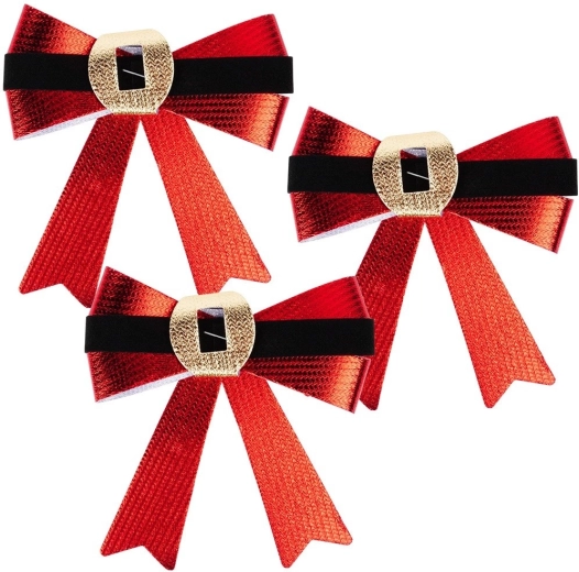 Christmas decorative bows 10 × 10 cm, set of 3 pcs
