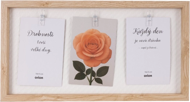 Beige wooden photo frame for 3 photos 42 × 22 cm