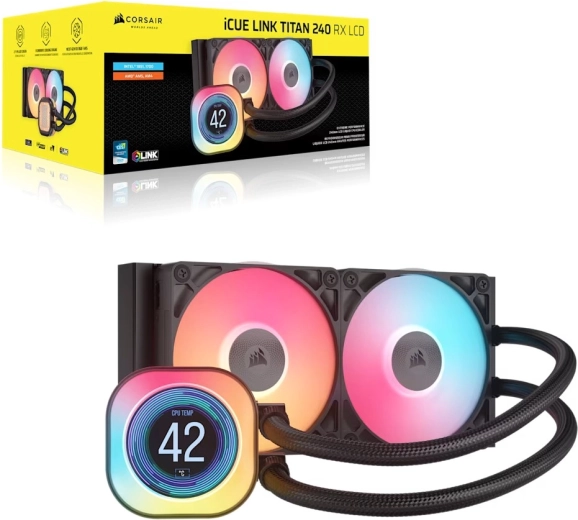 Corsair iCUE Link Titan 240 RX RGB AIO 240 mm CPU liquid cooler with LCD