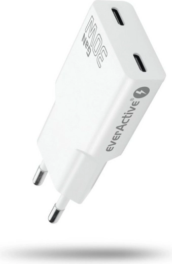 Tinklo įkroviklis everActive GaN super slim 30 W su 2× USB‑C