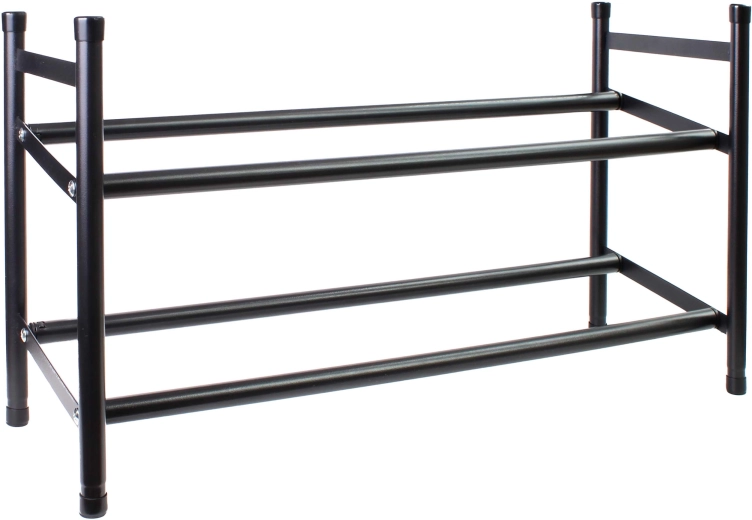 Adjustable Black Two-Tier Iron Shoe Rack