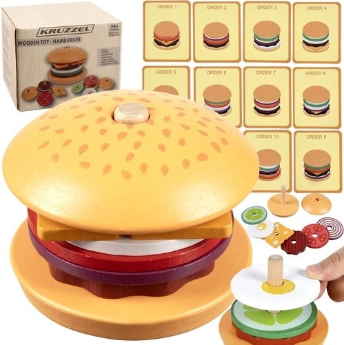 Wooden burger sorter Kruzzel with order cards