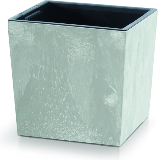 Urbi Square Low Planter Pot Concrete Effect with Insert 30 cm – concrete grey