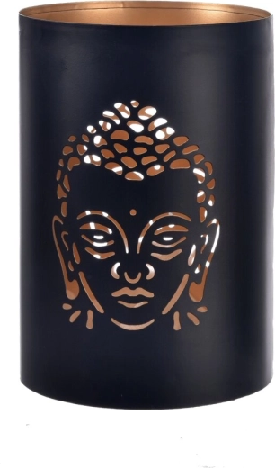 Metal Buddha Candle Holder, Black & Gold