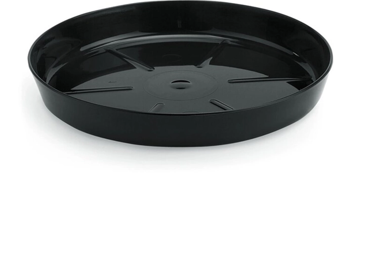 Black plant pot saucer 17 cm LAMELA, glossy polypropylene