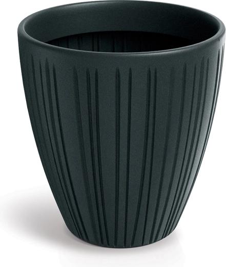 Ribbed Planter Fero Round 40 cm Dark Grey