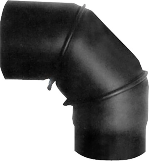 Rotatable smoke elbow 130 mm, 90°, steel 1.5 mm, black