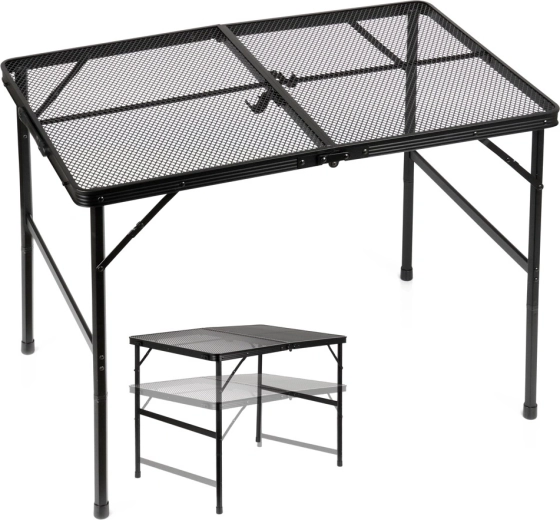 Vilde Folding Camping Table 2-in-1 with Adjustable Height Black 90 × 60 cm
