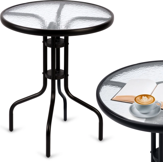 Apvalus sodo stalas su stiklo stalviršiu 60 × 71 cm SOFOTEL