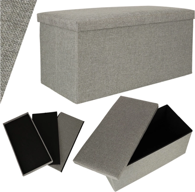 Pilkas sulankstomas laikymo pufas 76x38x38 cm