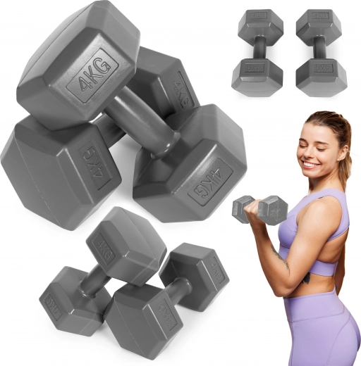 ModernHome hex dumbbell set 2×4 kg, grey