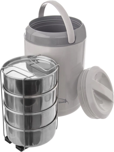 Termo pietų indas, 4 aukštų, 4×800 ml, su izoterminiu dėklu