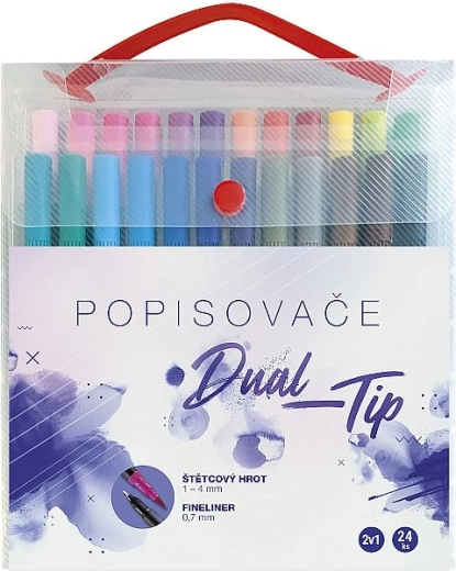 Žymeklių rinkinys Concorde Dual‑Tip, 24 spalvos dėžutėje